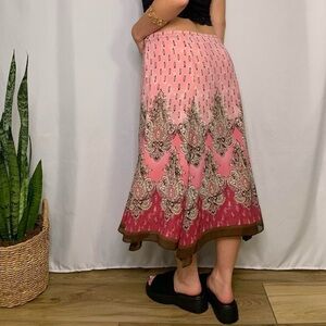 Emma James Pink Pattern Fairycore Midi Skirt